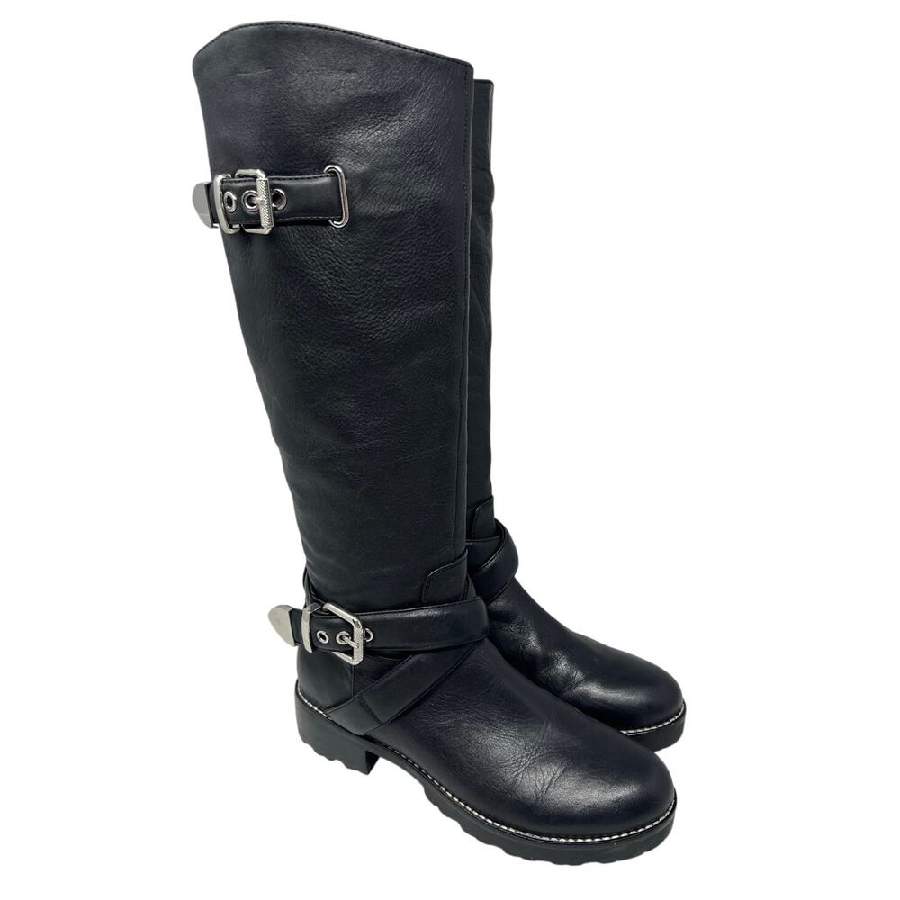 Marc Fisher Genuine Leather Boots with Silver Hardware 6.5 Goth Grunge Moto